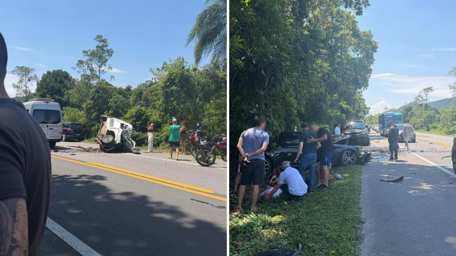 Motorista da Fiorino estava sozinho e colidiu com BMW com quatro ocupantes - Reprodução/Aconteceu em Bertioga