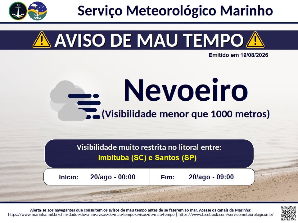 O alerta é válido a partir da 0h e segue até as 9h de quinta-feira